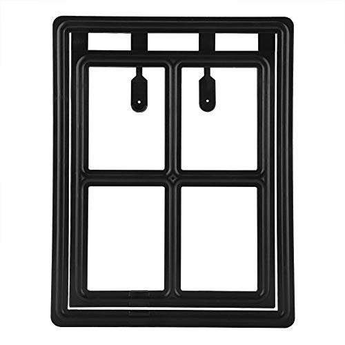 Puerta basculante para gatos y perros, puerta para mascotas, puerta para gatos, puerta con parada automática para mosquitos, marco para puerta (XL-negro)