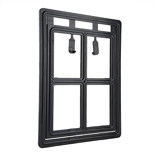 Puerta basculante para gatos y perros, puerta para mascotas, puerta para gatos, puerta con parada automática para mosquitos, marco para puerta (XL-negro)