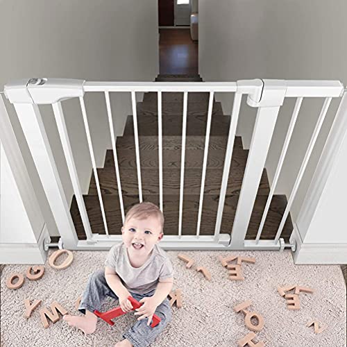 Puertas De Escaleras Puertas De Metal Puertas De Seguridad 30 De A 32 En, +2.76 +5.51 +11.02 En Ancho, Casero Barrera Para Mascotas Para Niños, única 90 ° De Dos Vías Abiertas / De Estancia, Blanco (7