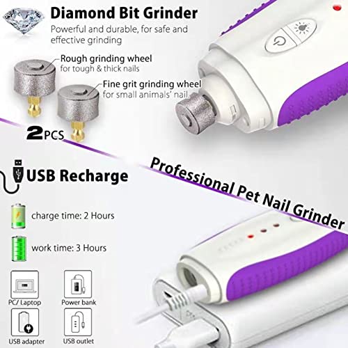 Pulidor de Uñas Silencioso para Gatos, Pulidor de Uñas para Mascotas Ultra Silencioso de Baja Vibración, Recargable, Transparente Y Seguro para Gatos para el Cuidado de la Lima de Uñas