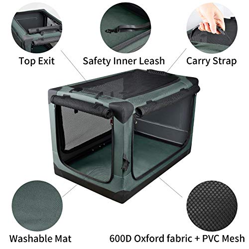 PUPPY KITTY Transportín para Perros abatible, Transporte para Perros Gatos Box Caja Plegable, Jaula de Transporte de Tela Oxford para Viajes en automóvil, 35 * 35 * 51 cm, Verde.