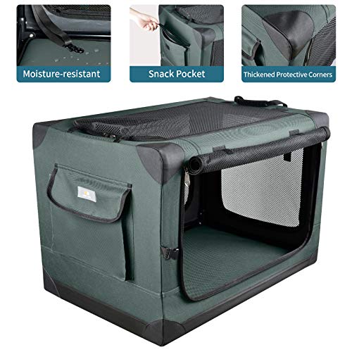 PUPPY KITTY Transportín para Perros abatible, Transporte para Perros Gatos Box Caja Plegable, Jaula de Transporte de Tela Oxford para Viajes en automóvil, 35 * 35 * 51 cm, Verde.