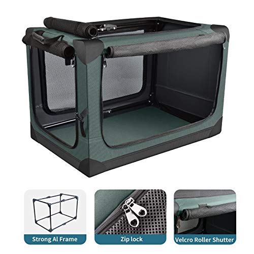 PUPPY KITTY Transportín para Perros abatible, Transporte para Perros Gatos Box Caja Plegable, Jaula de Transporte de Tela Oxford para Viajes en automóvil, 35 * 35 * 51 cm, Verde.