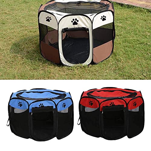 Putybudy Corralito Plegable Portátil Impermeable para Mascotas Corralito de Malla de Aire Oxford al Aire Libre y Corralito de Ejercicio (Azul)