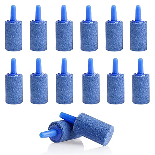 Qianchilang 50 Piezas Piedras Porosas para Peces de Acuario Difusor de Oxígeno para Pecera Piedras Difusor de Aire, Mini Piedra de Oxígeno Mineral de Cuarzo Cilíndrico, para Acuarios Domésticos-Azul
