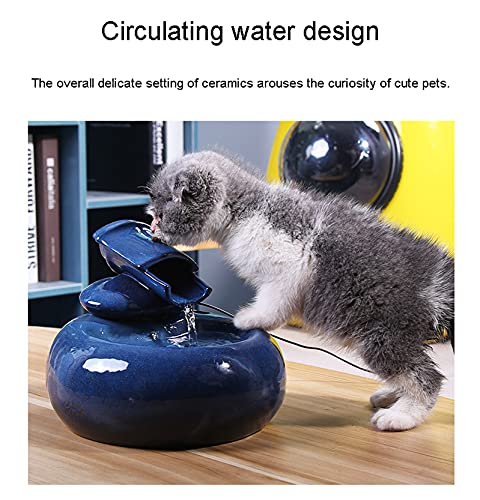 QINGQING Bebedero para Gatos,1.3 L Bebedero para Gatos,Bebedero de cerámica para Mascotas con Bomba Suave para Perros y Gatos Bebedero para Mascotas,Ultra silencioso,Bebedero para Gatos