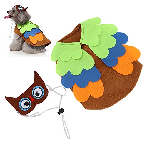 QiruIXinXi Ropa para Mascotas de Halloween, Divertido Disfraz de búho de Dibujos Animados para Mascotas con Sombrero, cómodo Disfraz de Mascota Suave y Transpirable(M)