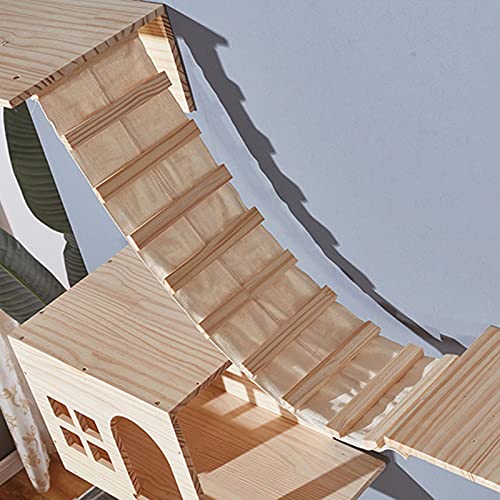 QJM Árboles para Gatos - Árbol Rascador Madera para Gatos Torre De Gato Montada En La Pared, Centros De Actividades De Escalera Juego De Mascotas Árbol De Gato para Gatos Grandes Torre De Maine Coon