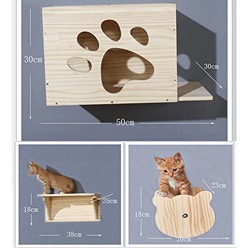 QJM Árboles para Gatos - Árbol Rascador Madera para Gatos Torre De Gato Montada En La Pared, Centros De Actividades De Escalera Juego De Mascotas Árbol De Gato para Gatos Grandes Torre De Maine Coon