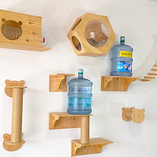 QJM Árboles para Gatos - Árbol Rascador Madera para Gatos Torre De Gato Montada En La Pared, Centros De Actividades De Escalera Juego De Mascotas Árbol De Gato para Gatos Grandes Torre De Maine Coon