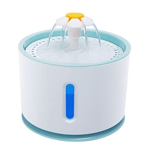 QJM Fuente De Agua para Gatos - Bebedero Perro Gatos Dispensador Automático De Agua para Mascotas con Filtro De Repuesto Y Estilo Flor con Ventana De Nivel De Agua LED, Ultra Silencioso, Higiénico