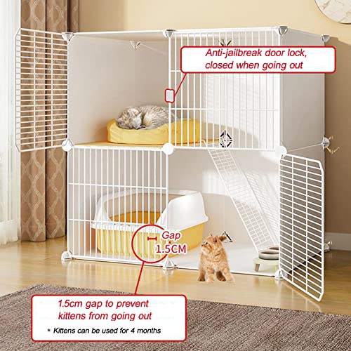 QJM Jaula Trampa para Gatos - Jaula para Gatos Valla Metálica para Mascotas Parque Metálica para Animales Pequeños Desmontable Diseño DIY 75x49x73cm
