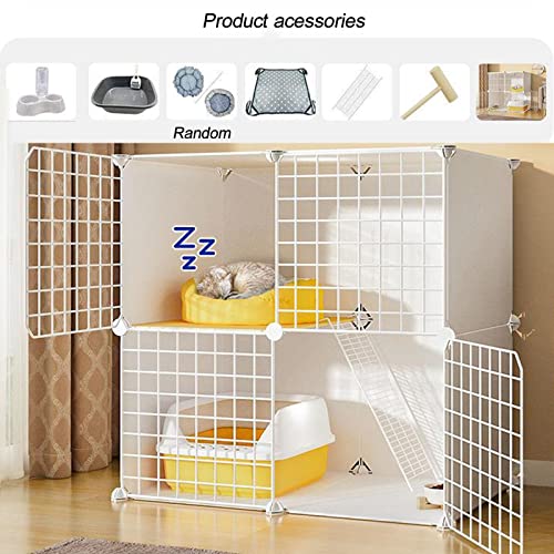QJM Jaula Trampa para Gatos - Jaula para Gatos Valla Metálica para Mascotas Parque Metálica para Animales Pequeños Desmontable Diseño DIY 75x49x73cm