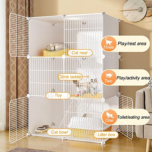 QJM Jaula Trampa para Gatos - Jaula para Gatos Valla Metálica para Mascotas Parque Metálica para Animales Pequeños Desmontable Diseño DIY 75x49x73cm