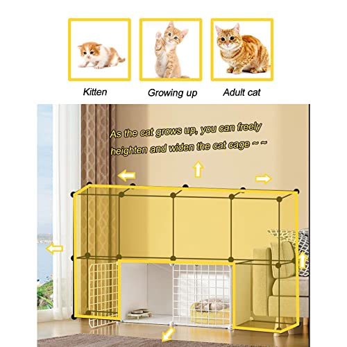 QJM Jaula Trampa para Gatos - Jaula para Gatos Valla Metálica para Mascotas Parque Metálica para Animales Pequeños Desmontable Diseño DIY 75x49x73cm