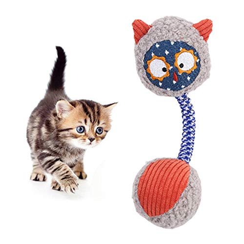 quanju cheer Mascotas Gatos Gatitos Peluche Lindo Rana Oso Búho Forma Muñeca Interactiva Play Chew Juguete Atrae Gatos, Owl
