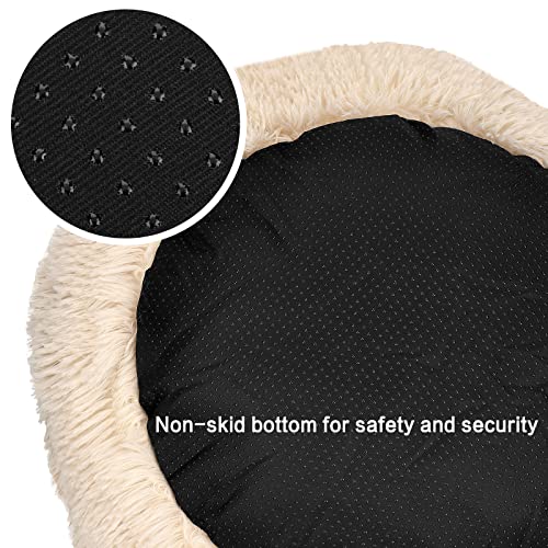 Queta Cama para gatos con bonita cama para animales, pequeña cama para mascotas de peluche, suave, redonda (50 cm, beige)