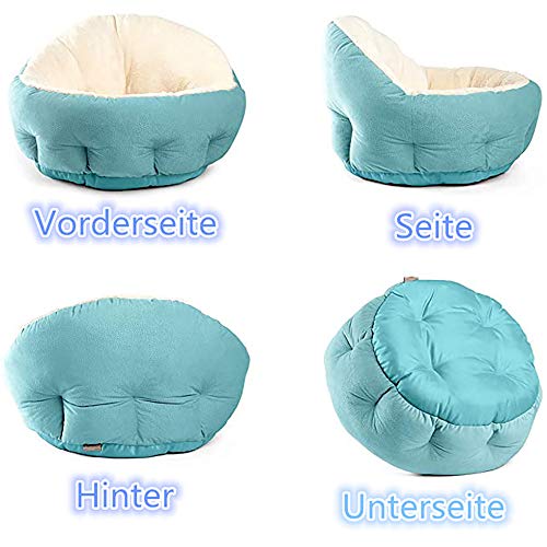Queta Cama para Perros y Gatos,Mascotas Calentito Cojín Redondo Suave (Azul)