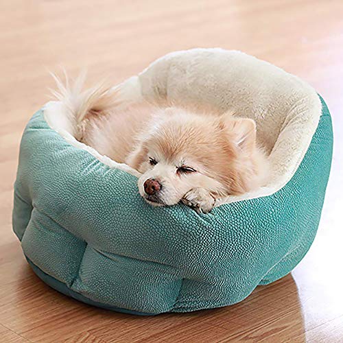 Queta Cama para Perros y Gatos,Mascotas Calentito Cojín Redondo Suave (Azul)