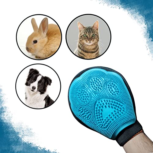 Quita pelos mascota, guante quitapelos mascotas, guante quita pelos mascota, guante cepillo masajeador para perros y gatos, guante quita pelos y masajeador mascotas, manopla masaje mascotas (Azul)