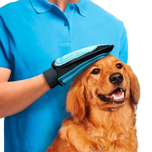 Quita pelos mascota, guante quitapelos mascotas, guante quita pelos mascota, guante cepillo masajeador para perros y gatos, guante quita pelos y masajeador mascotas, manopla masaje mascotas (Azul)