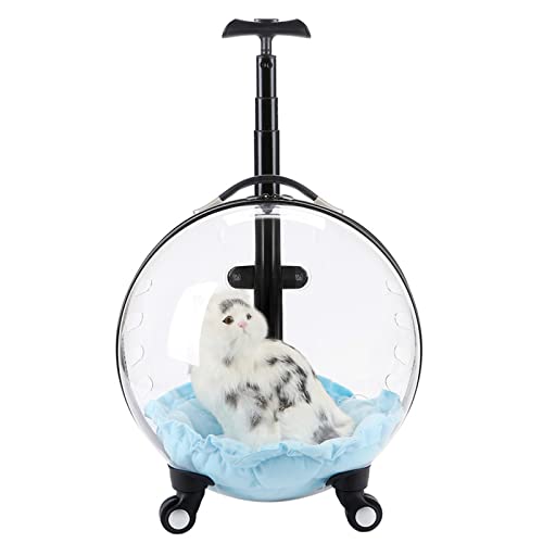 quwewn Maleta con Ruedas para Mascotas, Transportador De Transporte De Viaje para Gato, Perro, Cápsula para Exteriores, Espacio, Mochila Impermeable, Transpirable
