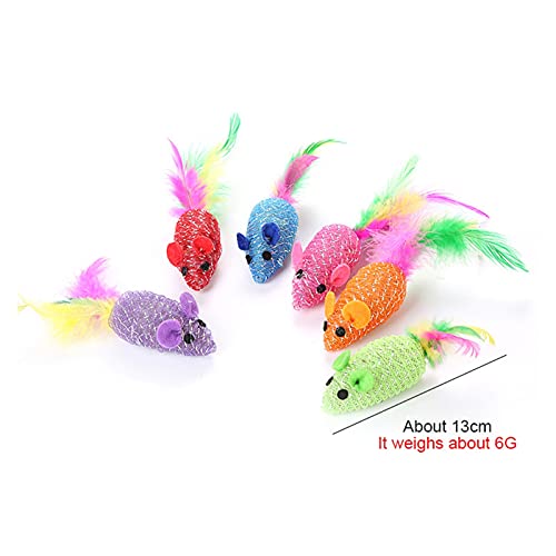 QWEQWE 1 unids Gato Gato ratón Juguete Gato autoacitado Juguete Oscuro Azul Serie Pluma Juguete casero Anti-depresión Cuerda Cuerda Gato Gato Juguetes (Color : 01)