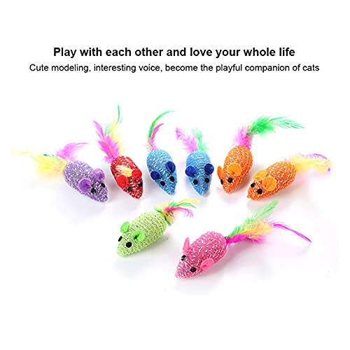 QWEQWE 1 unids Gato Gato ratón Juguete Gato autoacitado Juguete Oscuro Azul Serie Pluma Juguete casero Anti-depresión Cuerda Cuerda Gato Gato Juguetes (Color : 01)