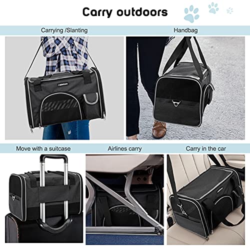 rabbitgoo Transportin Gato Perro Transportín Lavable Plegable Bolsa Transportin Transpirable con Colchón Suave Portador de Viaje con Correa de Hombro Ajustable 42x27x27cm Gris (Máximo 6kg)