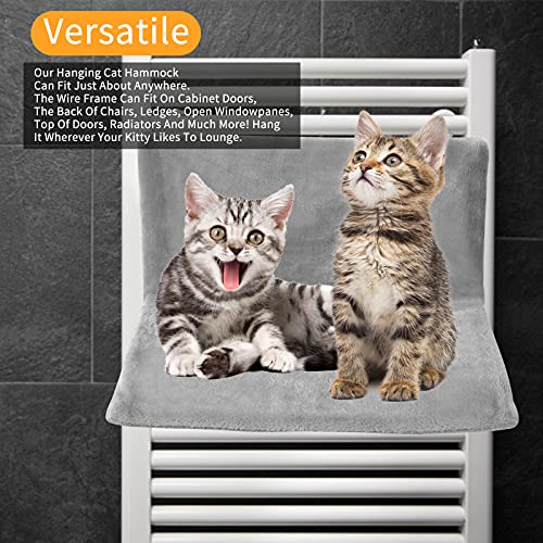 Rainberg® Cama de forro polar cálida para gatos, cachorros, mascotas, hamaca para cunas, mantiene a la mascota caliente, fácil de instalar, color gris