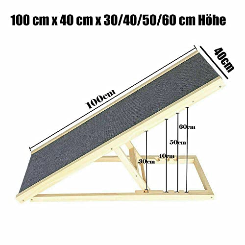 Rampa para Perros y Gatos, Rampa Piscina Perros, Rampa Plegable con Forro Antideslizante, Escalera Perro, Rampa para Escaleras de Madera para Cama o Sofá, 4 Escalones Regulables en Altura