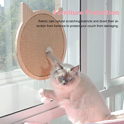 Rascador de gato de sisal, lindo gato Rascador de sisal gato Rascador ronda de gato con ventosa esponjosa para gato, dormitorio, sala de estar, oficina, tienda