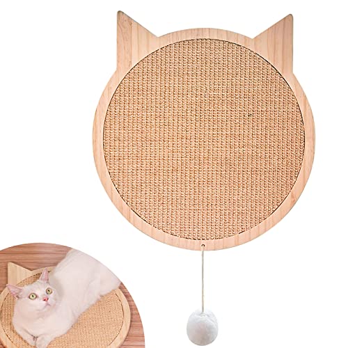 Rascador de gato de sisal, lindo gato Rascador de sisal gato Rascador ronda de gato con ventosa esponjosa para gato, dormitorio, sala de estar, oficina, tienda