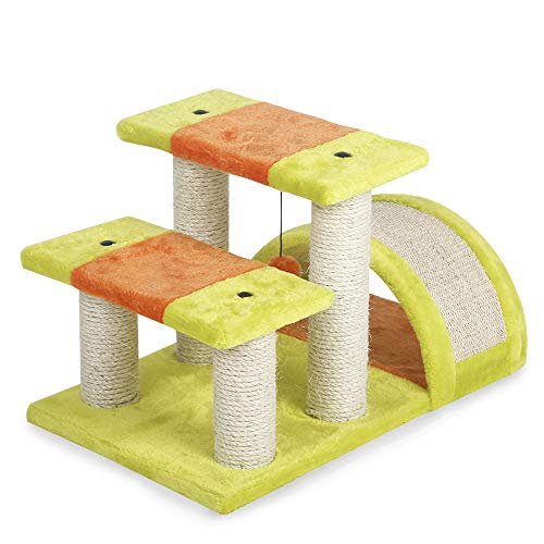 Rascador para Gatos Altura Árbol Escalador Arañar Marco de doble plataforma de salto del gato del marco del puente del arco del gato del gato de arrastre Junta Rascar Más Diversión Animales Play Cente