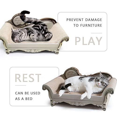 Rascador para Gatos de Corrugado Cartón - Cartón Rascador y Soporte de Descanso 2 en 1 con Forma de Sofá con Catnip, Almohadillas Rascadores para Gatos, Carton Reciclado Tabla Rascadora para Gatos