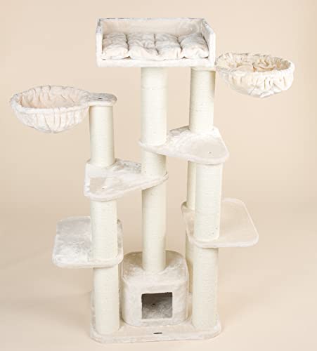Rascador para gatos grandes Maine Coon Fantasy Beige baratos arbol xxl gato adultos con hamaca gigante sisal muebles escalador torre Árboles rascadores cama cueva repuesto medianos