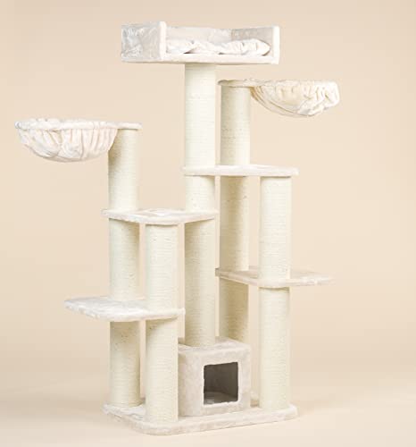Rascador para gatos grandes Maine Coon Fantasy Beige baratos arbol xxl gato adultos con hamaca gigante sisal muebles escalador torre Árboles rascadores cama cueva repuesto medianos