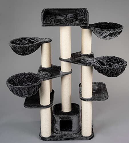 Rascador para gatos grandes Maine Coon Fantasy Gris oscuro baratos arbol xxl gato adultos con hamaca gigante sisal muebles escalador torre Árboles rascadores cama cueva repuesto medianos