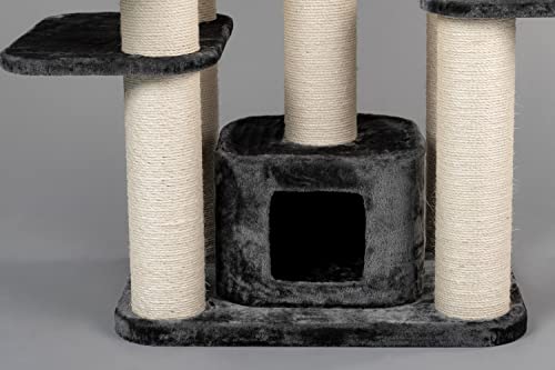 Rascador para gatos grandes Maine Coon Fantasy Gris oscuro baratos arbol xxl gato adultos con hamaca gigante sisal muebles escalador torre Árboles rascadores cama cueva repuesto medianos