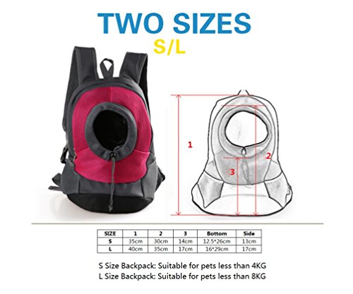 RC GearPro Mochila portátil para Mascotas, diseño de Cabeza hacia afuera, Ajustable, para Gato, Perro, Viaje, Bolso de Hombro Delantero, fácil de Ajustar para Viajar, Caminar, Acampar (L, Rosa Rojo)