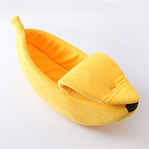 Rcsinway Plátano jerarquía del Animal doméstico cálido Nido de plátano en Forma de Gato encerrado Arena for Gatos Cama Camas de Animales domésticos, Apropiado for Gatos, Perros y Animales pequeños