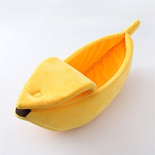 Rcsinway Plátano jerarquía del Animal doméstico cálido Nido de plátano en Forma de Gato encerrado Arena for Gatos Cama Camas de Animales domésticos, Apropiado for Gatos, Perros y Animales pequeños