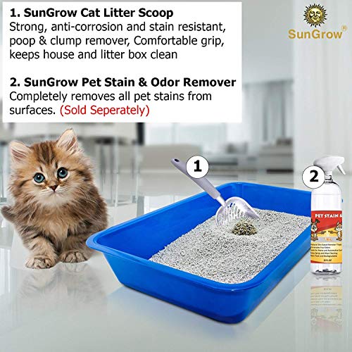 Recogedor de Arena para Gatos Anti Desparrame, 2 minutos para limpiar una caja de arena, Tamizado fácil con lados anti desparrame, Acero inoxidable de grado industrial indestructible