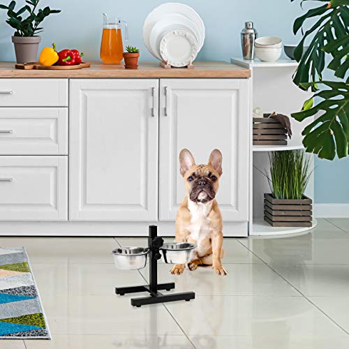 Relaxdays 10019116_397 - Comedero Doble para Perros y Gatos, Plateado, 21.5x36x27 cm