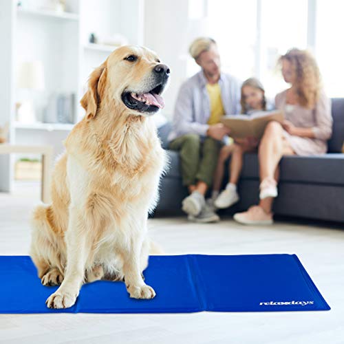 Relaxdays Alfombra Perro Refrescante, Cama Refrigeración, Manta Fría, Gato, Poliéster-Gel, 1 Ud, 40 x 50 cm, Azul