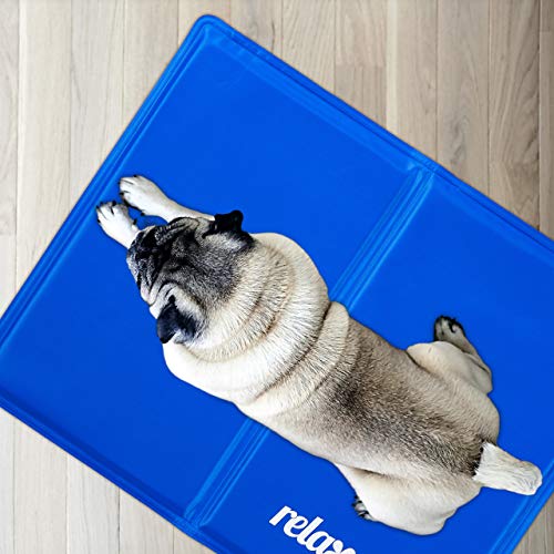Relaxdays Alfombra Perro Refrescante, Cama Refrigeración, Manta Fría, Gato, Poliéster-Gel, 1 Ud, 40 x 50 cm, Azul