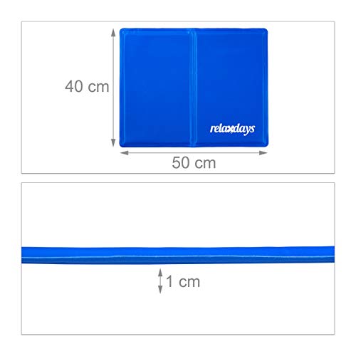 Relaxdays Alfombra Perro Refrescante, Cama Refrigeración, Manta Fría, Gato, Poliéster-Gel, 1 Ud, 40 x 50 cm, Azul