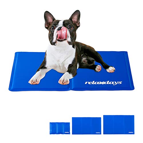 Relaxdays Alfombra Perro Refrescante, Cama Refrigeración, Manta Fría, Gato, Poliéster-Gel, 1 Ud, 40 x 50 cm, Azul