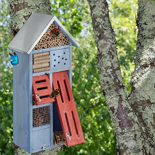 Relaxdays Casa para Insectos, Azul, 14x24x48.5 cm