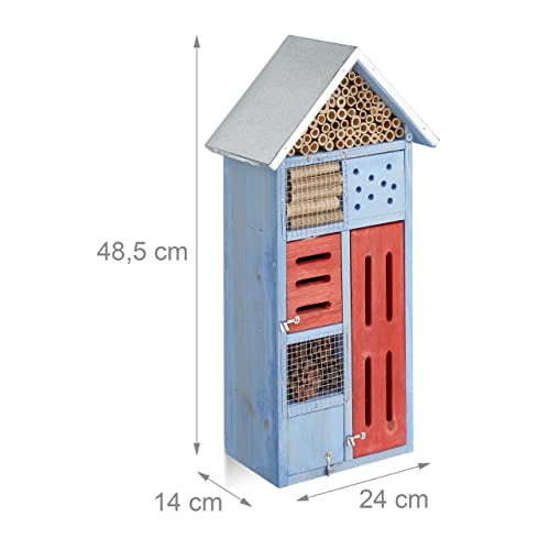 Relaxdays Casa para Insectos, Azul, 14x24x48.5 cm
